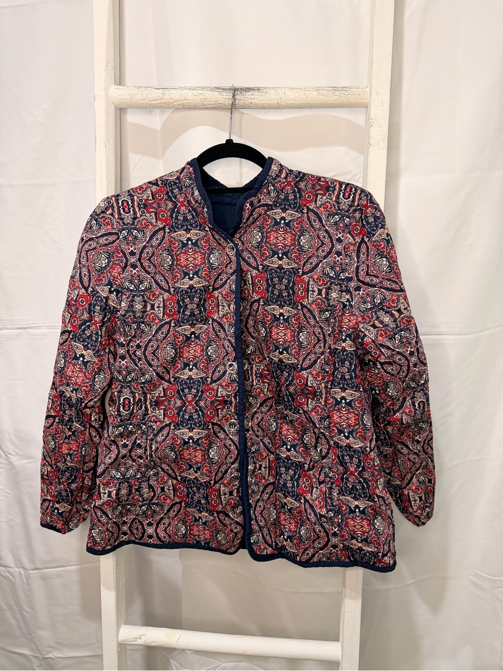 Quilted Reversible Paisley Print Jacket - Navy & Red